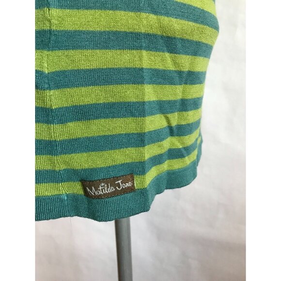 Matilda Jane Green & Blue Striped Cardigan W/ Lace, Size Small (US) - Picture 8 of 10